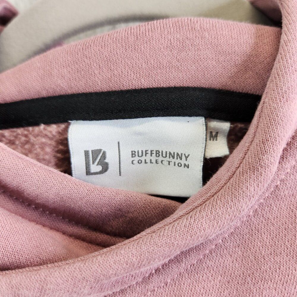 Buff Bunny Hoodie Womens M Pink Beyond Cowlneck Embossed Spellout Thumbholes - Picture 8 of 16